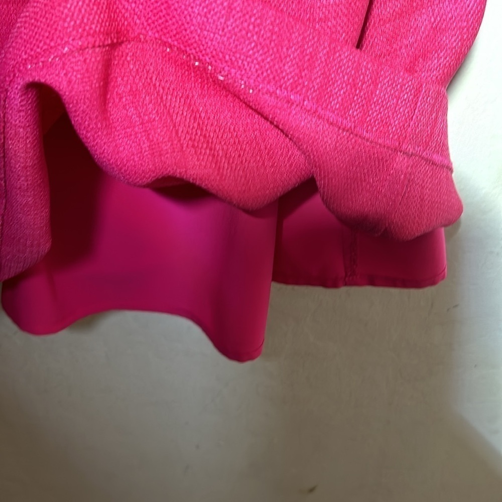 Badgley Mischka Pink Tiered Flutter Sleeve Shift Dress Size 12 - Picture 7 of 9